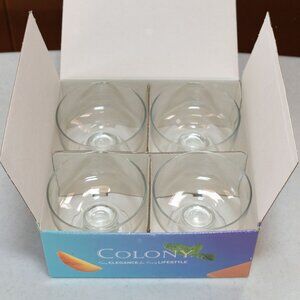 Vintage Set of (4) Pc. Brio 3.75" Glass Footed Dessert Bowls Colony Custard